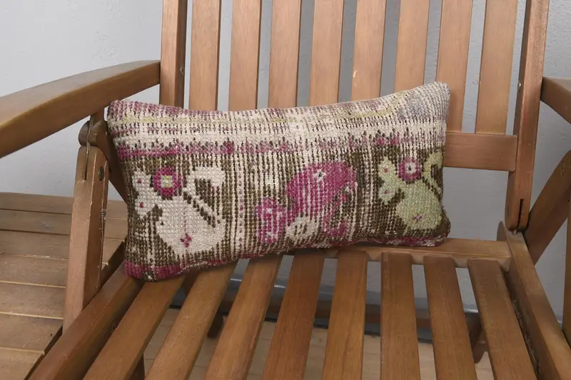Pillow, Kilim Pillow Cover, Pillow for Sofa, Vintage Pillow, Handmade Cushion Case, 8x16 Purple Cushion, Handwoven Pillow Cover Pillow Cover - 1