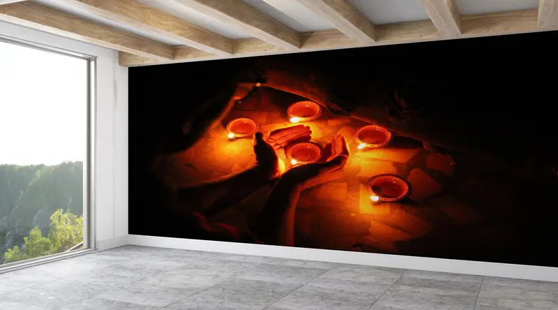 Wallpaper Patent, 3D Paper, Burning Candles Wall Paper, Motivational Wall Art, Peel and Stick, Paper Anniversary, Black Wall Paper, - 2
