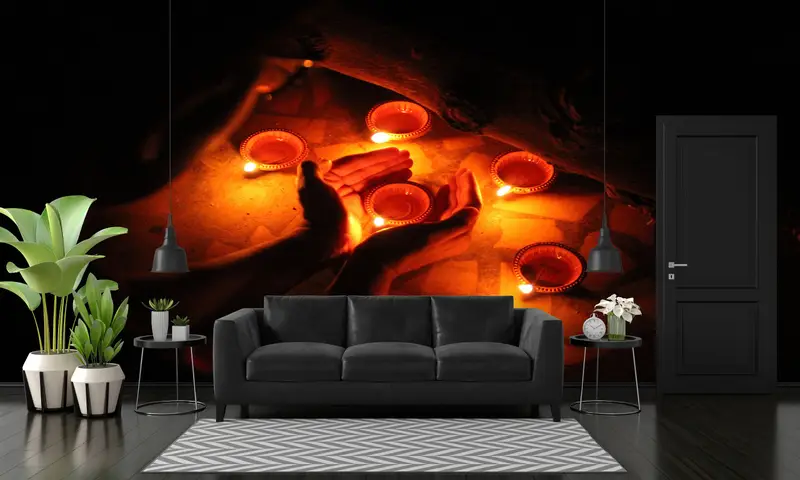 Wallpaper Patent, 3D Paper, Burning Candles Wall Paper, Motivational Wall Art, Peel and Stick, Paper Anniversary, Black Wall Paper, - 3