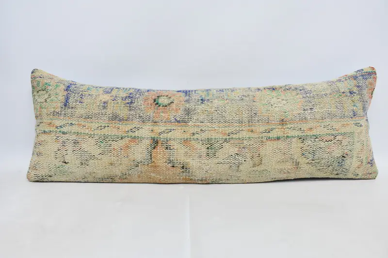 16x48 Beige Pillow, Gift Pillow, Cushion Case, Pillow for Sofa, Knitted Pillow, Indoor Pillow Cover, Throw Kilim Pillow, Yoga Pillow - 1