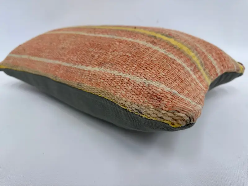Kilim Cushion Sham, Neutral Throw Cushion, Pillow Sham, Pastel Cushion Cover, 12x20 Red Pillow, Turkish Pillow, Retro Pillow Cover, Kilim Pillow - 6