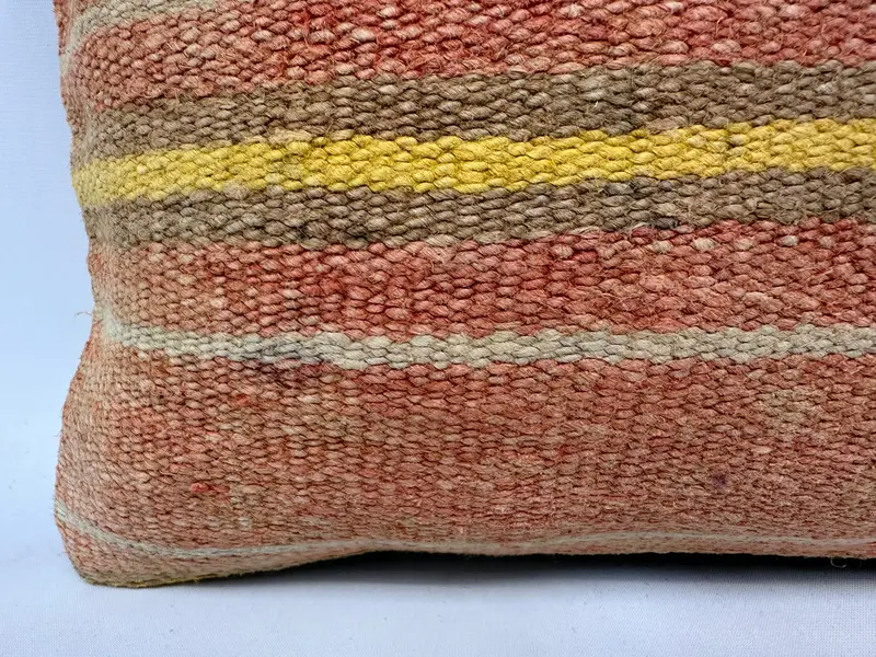 Kilim Cushion Sham, Neutral Throw Cushion, Pillow Sham, Pastel Cushion Cover, 12x20 Red Pillow, Turkish Pillow, Retro Pillow Cover, Kilim Pillow - 2