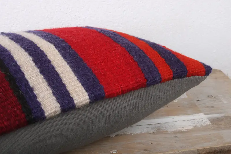 Toss Cushion Cover, Vintage Pillow, Home Decor Pillow, Handmade Rug Seat Cushion, Vintage Kilim Throw Pillow, 12x24 Orange Pillow Case, Pillow Sham - 6