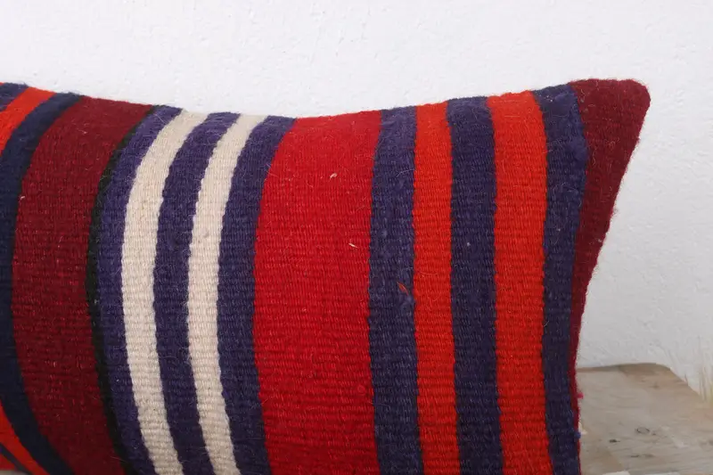 Toss Cushion Cover, Vintage Pillow, Home Decor Pillow, Handmade Rug Seat Cushion, Vintage Kilim Throw Pillow, 12x24 Orange Pillow Case, Pillow Sham - 5