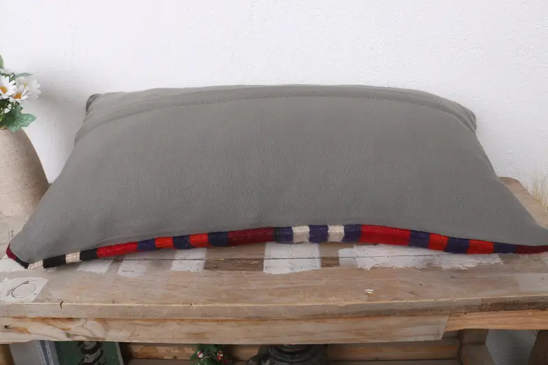 Toss Cushion Cover, Vintage Pillow, Home Decor Pillow, Handmade Rug Seat Cushion, Vintage Kilim Throw Pillow, 12x24 Orange Pillow Case, Pillow Sham - 7
