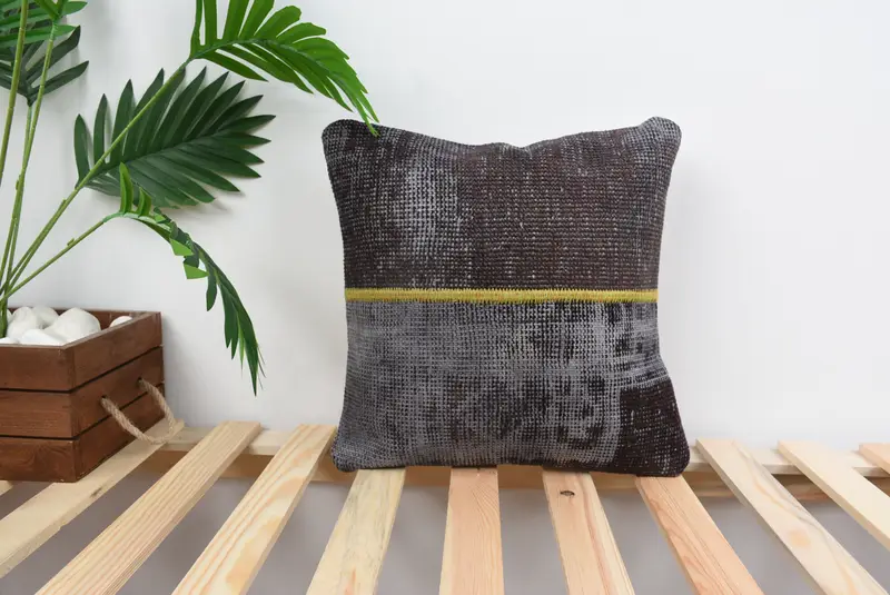 Boho Pillow, Tribal Cushion Cover, Couch Cushion Case, Vintage Kilim Pillow, Pillow Cover, 14x14 Blue Pillow Cover, Pillow for Sofa - 1