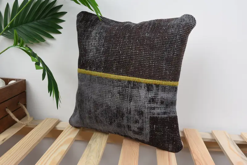 Boho Pillow, Tribal Cushion Cover, Couch Cushion Case, Vintage Kilim Pillow, Pillow Cover, 14x14 Blue Pillow Cover, Pillow for Sofa - 5