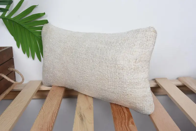 Cushion Cover, 8x16 Beige Pillow Cover, Armchair Pillow Sham, Kilim Cushion Sham, Turkish Kilim Pillow, Boho Pillow, Retro Cushion Cover - 5