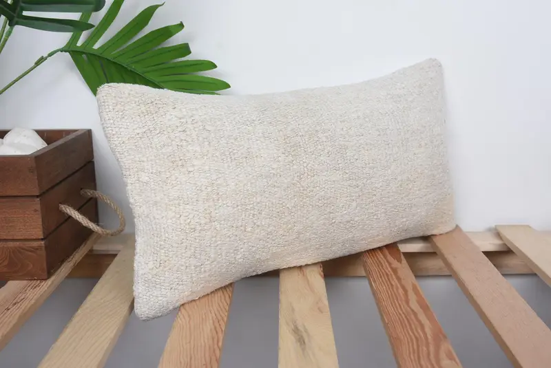 Cushion Cover, 8x16 Beige Pillow Cover, Armchair Pillow Sham, Kilim Cushion Sham, Turkish Kilim Pillow, Boho Pillow, Retro Cushion Cover - 4