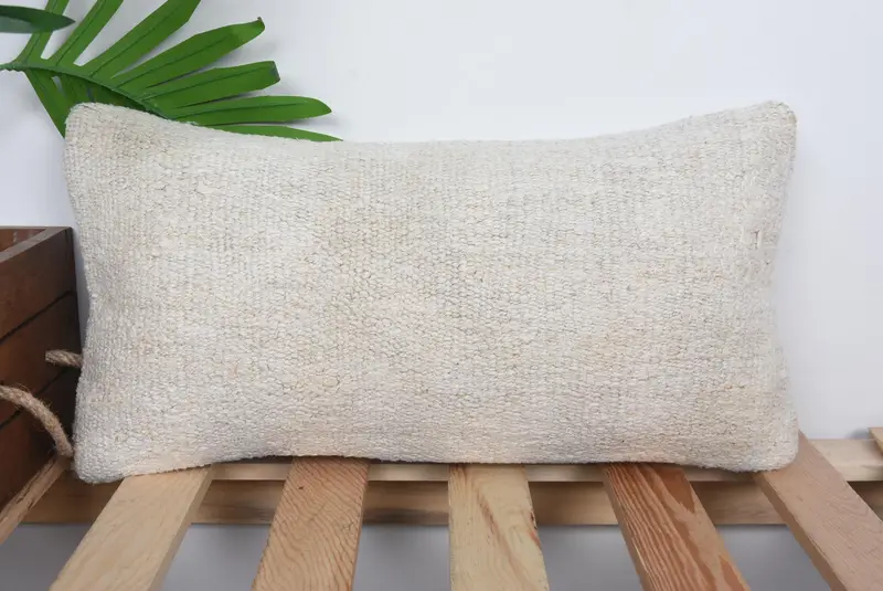 Cushion Cover, 8x16 Beige Pillow Cover, Armchair Pillow Sham, Kilim Cushion Sham, Turkish Kilim Pillow, Boho Pillow, Retro Cushion Cover - 1