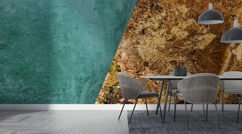 Wall Paper Peel and Stick,Modern Wall Poster,Gold Wall Print,Custom Wall Paper,Modern Wall Paper,Green Wall Poster, - 5