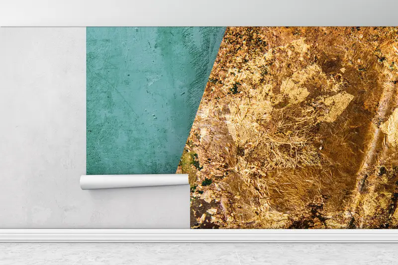 Wall Paper Peel and Stick,Modern Wall Poster,Gold Wall Print,Custom Wall Paper,Modern Wall Paper,Green Wall Poster, - 1