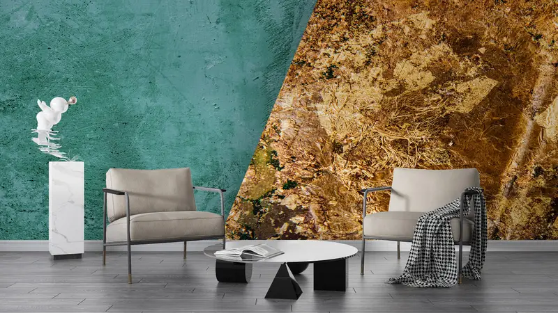 Wall Paper Peel and Stick,Modern Wall Poster,Gold Wall Print,Custom Wall Paper,Modern Wall Paper,Green Wall Poster, - 8