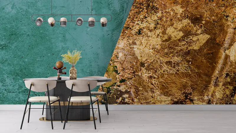 Wall Paper Peel and Stick,Modern Wall Poster,Gold Wall Print,Custom Wall Paper,Modern Wall Paper,Green Wall Poster, - 3