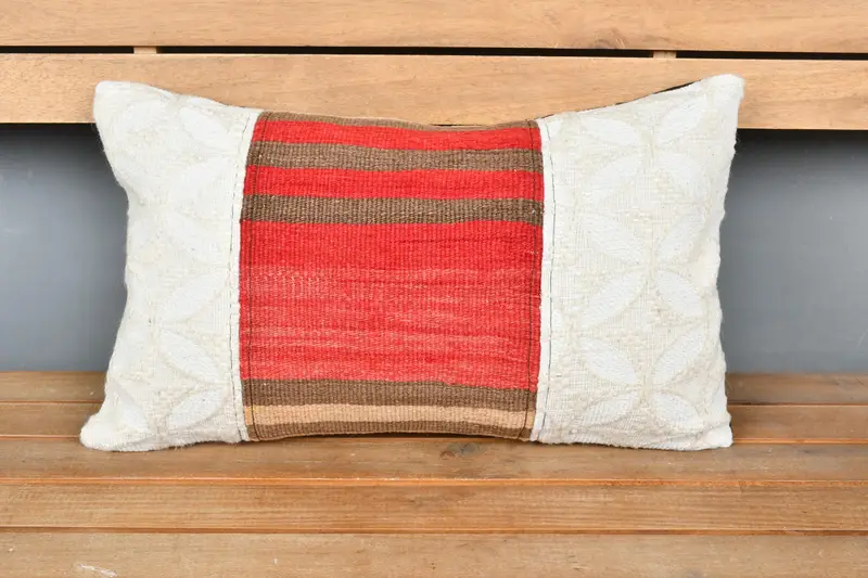 Cushion Cover, Kilim Pillow Cover, Natural Pillow Case, Pillow for Sofa, 12x20 White Cushion, Morroccon Kilim Cushion Pillow Case, Boho Pillow - 6