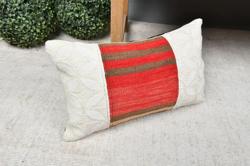 Cushion Cover, Kilim Pillow Cover, Natural Pillow Case, Pillow for Sofa, 12x20 White Cushion, Morroccon Kilim Cushion Pillow Case, Boho Pillow - 7