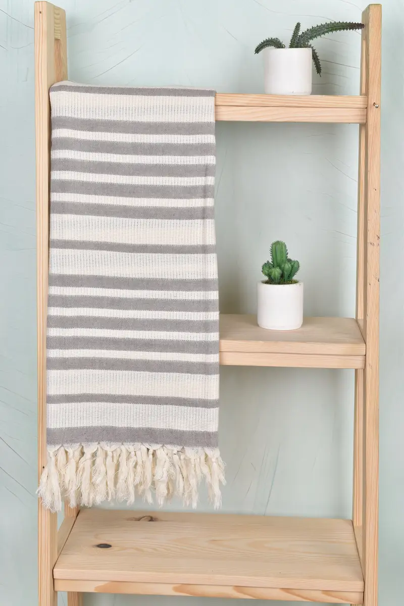 Bridesmaid Gifts, Peshtemal, Scarf Towel, Absorbent Turkish towel, First Wedding Anniversary Gift, Personalized Towel, 70x34 Cotton Striped Towel - 8