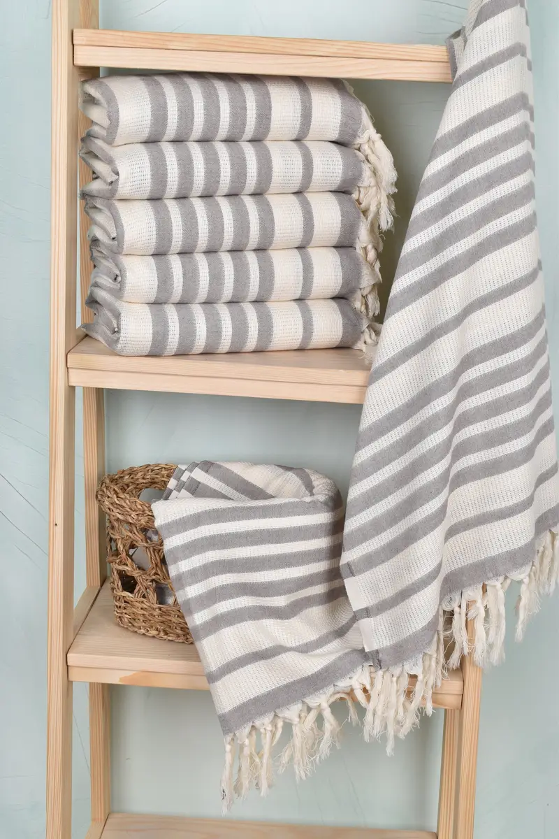 Bridesmaid Gifts, Peshtemal, Scarf Towel, Absorbent Turkish towel, First Wedding Anniversary Gift, Personalized Towel, 70x34 Cotton Striped Towel - 3