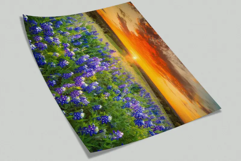 風景の壁の装飾、山の風景の壁のデカール、ブルーボンネット壁の装飾、花の壁のデカール、コンタクトペーパー、ビニールの壁紙、 - 8