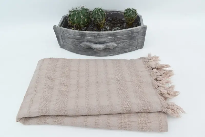 Unique Gift, Quick-Dry Beach Towel, Lightweight Turkish towel, Monogram Towels, Large Turkish Towel, 68x36 Cotton Stonewashed Striped Towel - 4