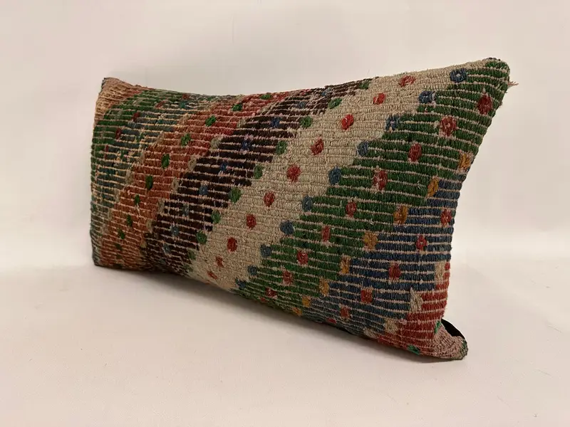 Boho Pillow Sham Cover, Throw Kilim Pillow, Cushion, 12x24 Beige Pillow Case, Kilim Pillow Cover, Shabby Chic Pillow Case, Farmhouse Pillow Case - 3