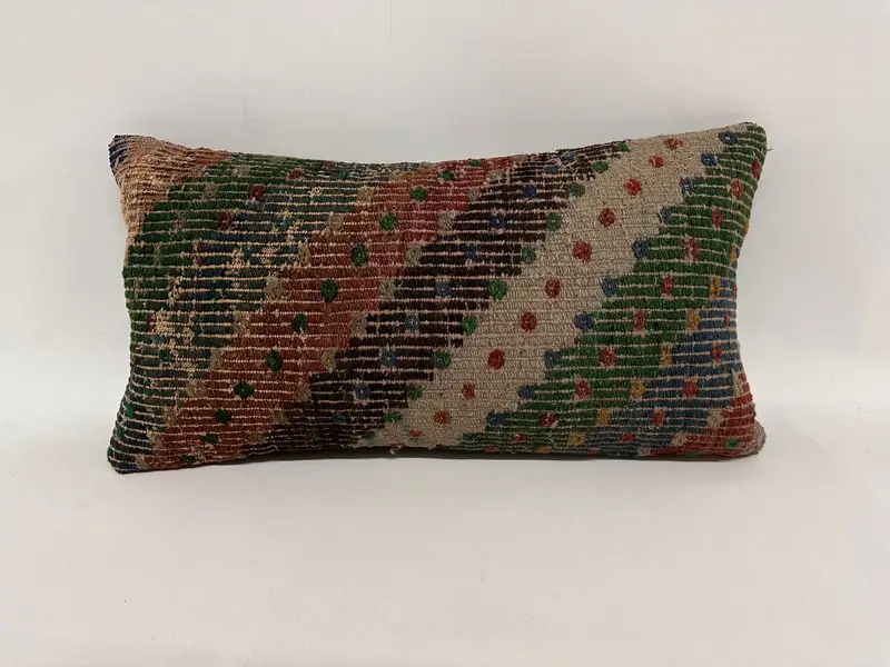 Boho Pillow Sham Cover, Throw Kilim Pillow, Cushion, 12x24 Beige Pillow Case, Kilim Pillow Cover, Shabby Chic Pillow Case, Farmhouse Pillow Case - 1