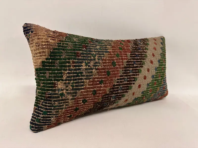 Boho Pillow Sham Cover, Throw Kilim Pillow, Cushion, 12x24 Beige Pillow Case, Kilim Pillow Cover, Shabby Chic Pillow Case, Farmhouse Pillow Case - 4