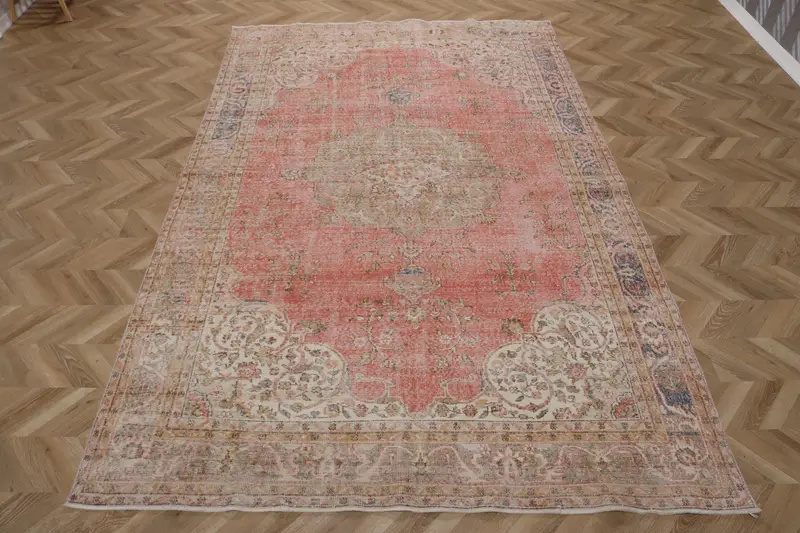 トルコヴィンテージラグ 205x331cm ウシャク レッドグレーラグ - 1