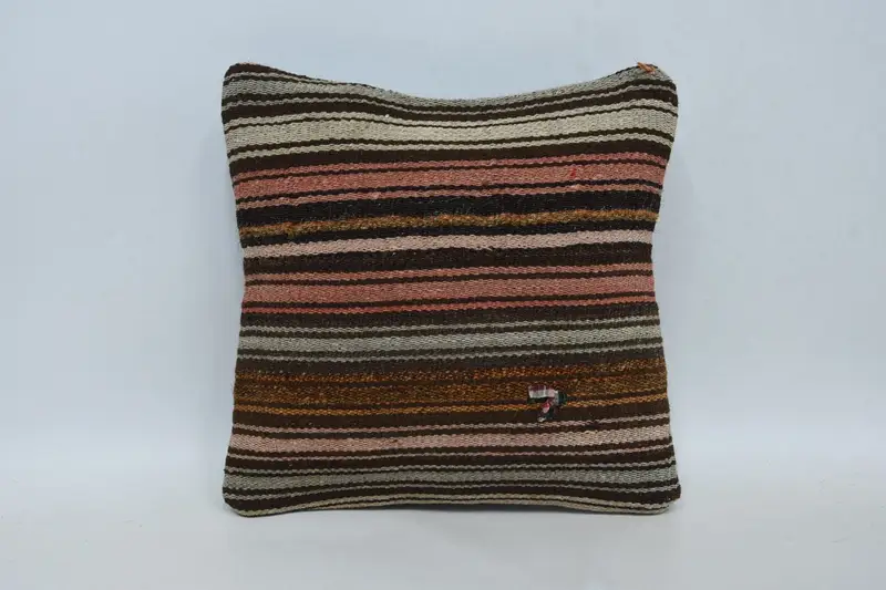 Home Decor Turkish Gift Cushion Cover, Rustic Striped Brown Pillow Case - 1