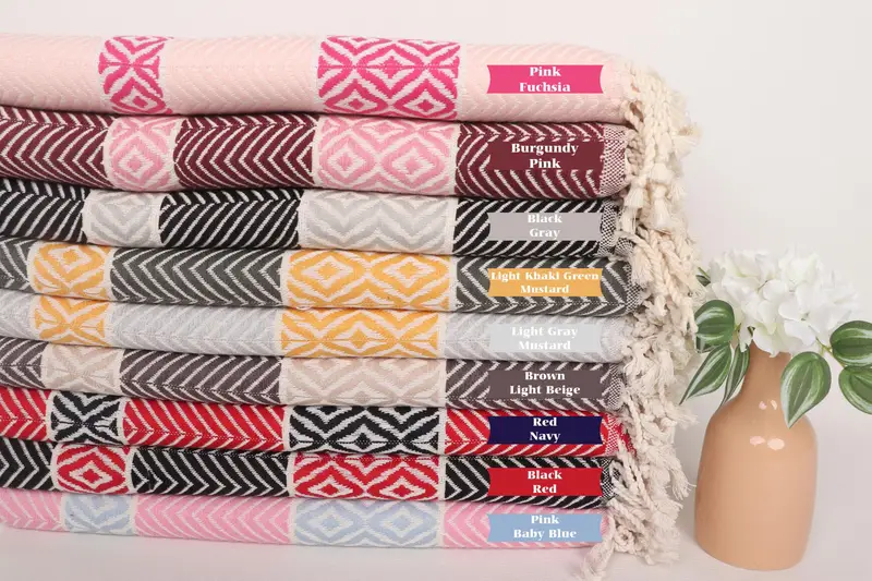 70x40 Cotton Chevron Towel, Personalized Towel Gift, Turkish beach towel, Bridesmaid Gifts Personalized, Handmade Gift, Pool Towels, Organic towel - 1