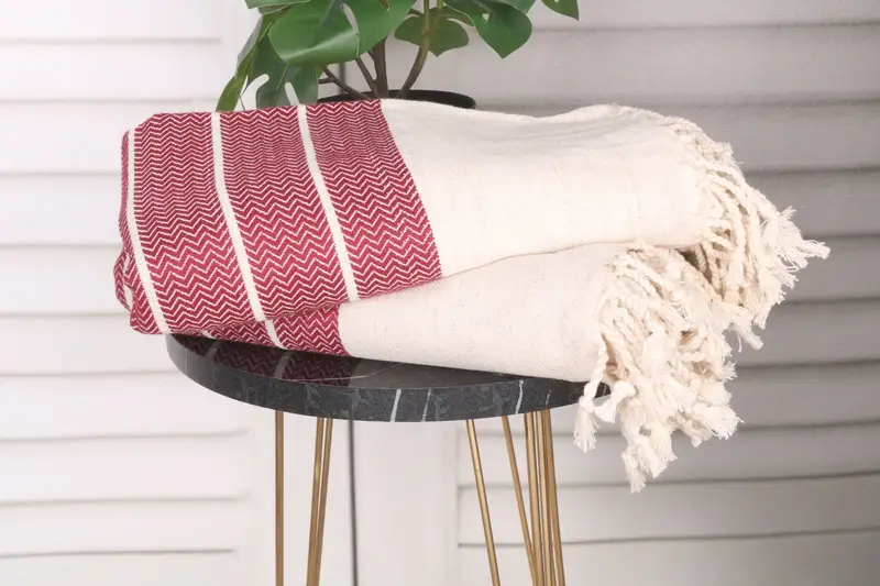 Embroidery Towel, Lightweight towel, Absorbent towel, Yoga Towel, Quick-Dry Beach Towel, 68x40 Linen Zig zag Towel, Bridesmaid Proposal Gift - 3