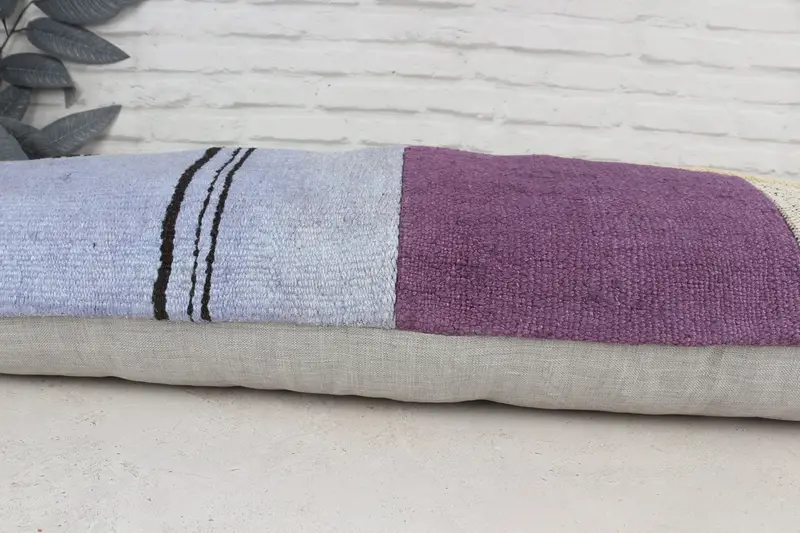16x48 Blue Pillow Sham, Pillow for Couch, Aztec Pillow Sham, Vintage Kilim Throw Pillow, Bench Pillow Case, Kilim Cushion Sham, Cushion Case - 5
