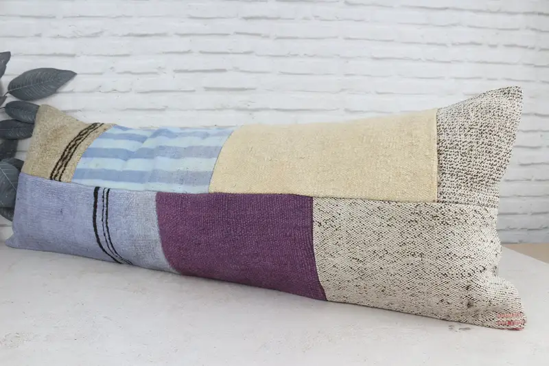 16x48 Blue Pillow Sham, Pillow for Couch, Aztec Pillow Sham, Vintage Kilim Throw Pillow, Bench Pillow Case, Kilim Cushion Sham, Cushion Case - 4