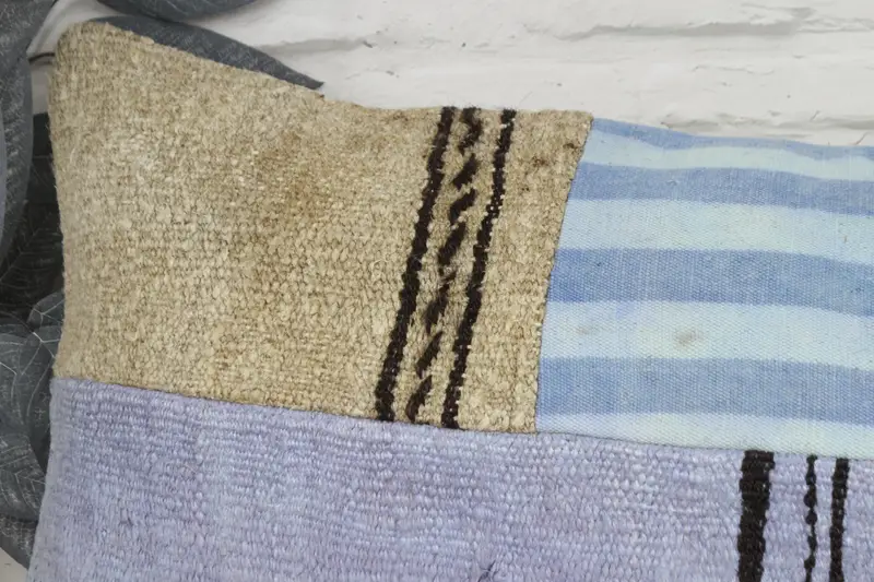 16x48 Blue Pillow Sham, Pillow for Couch, Aztec Pillow Sham, Vintage Kilim Throw Pillow, Bench Pillow Case, Kilim Cushion Sham, Cushion Case - 2