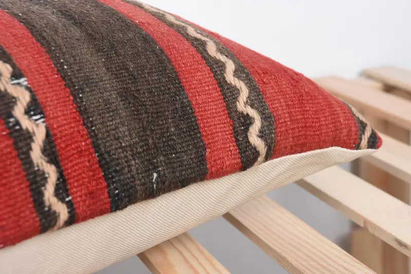 16x48 Red Pillow Sham, Pillow Cover, Home Decor Pillow, Turkish Corner Pillow, Handmade Kilim Cushion, Kilim Pillow - 7