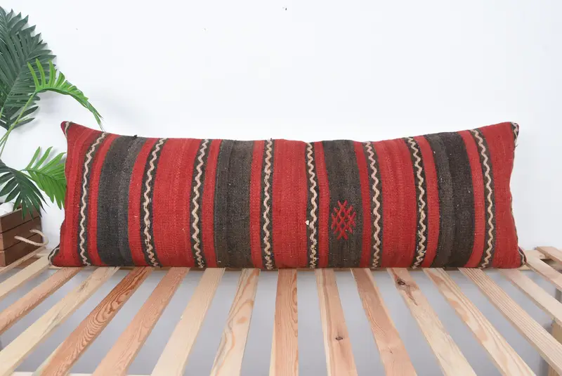16x48 Red Pillow Sham, Pillow Cover, Home Decor Pillow, Turkish Corner Pillow, Handmade Kilim Cushion, Kilim Pillow - 1