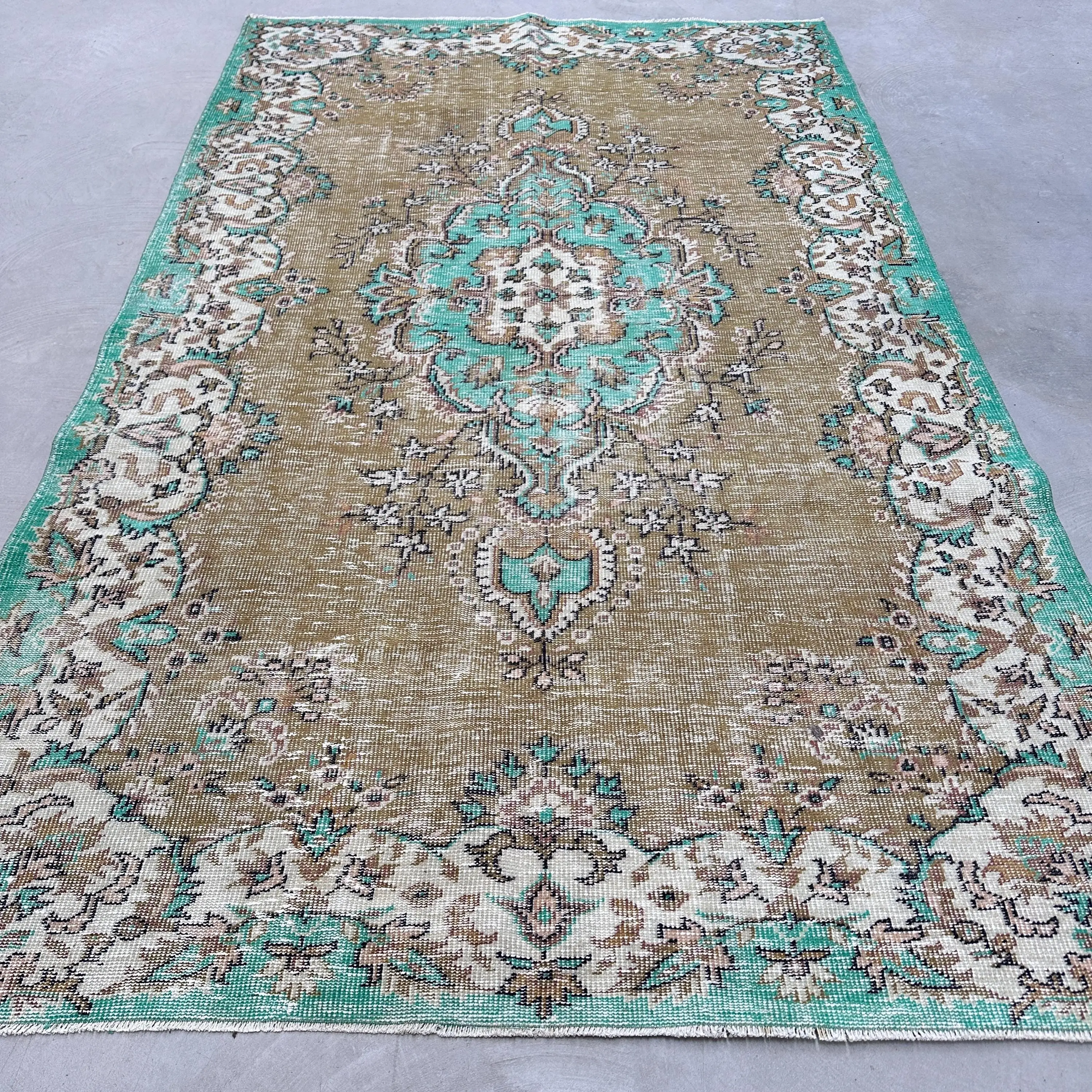 Vintage Rug, 6.2x10 ft Turkish Rug, Brown Moroccan Wool Rug - 1