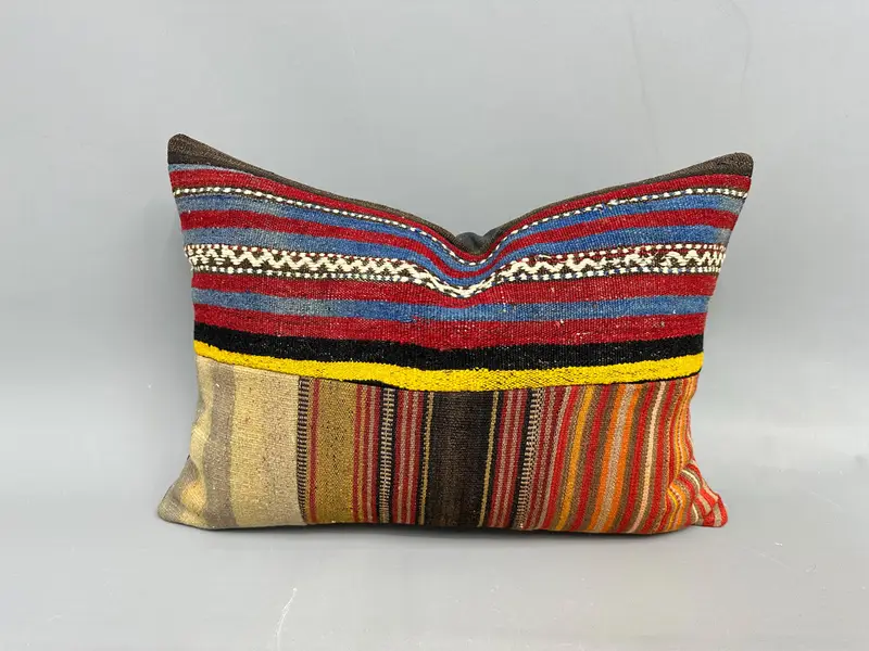 Almohada de lanzamiento Kilim turco tejida a mano, cojín Boho vintage