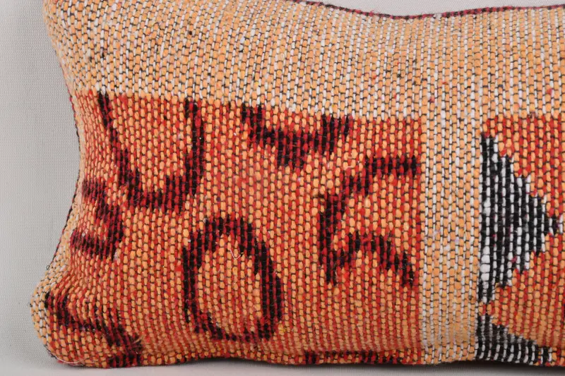 Boho Pillow, Handmade Pillow Sham, Vintage Kilim Throw Pillow, Pillow Case, Gift Pillow, Aztec Cushion Cover, 8x16 Orange Cushion Cover - 4