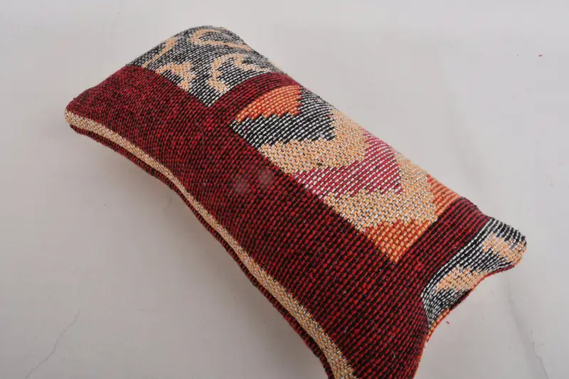 Boho Pillow, Handmade Pillow Sham, Vintage Kilim Throw Pillow, Pillow Case, Gift Pillow, Aztec Cushion Cover, 8x16 Orange Cushion Cover - 7