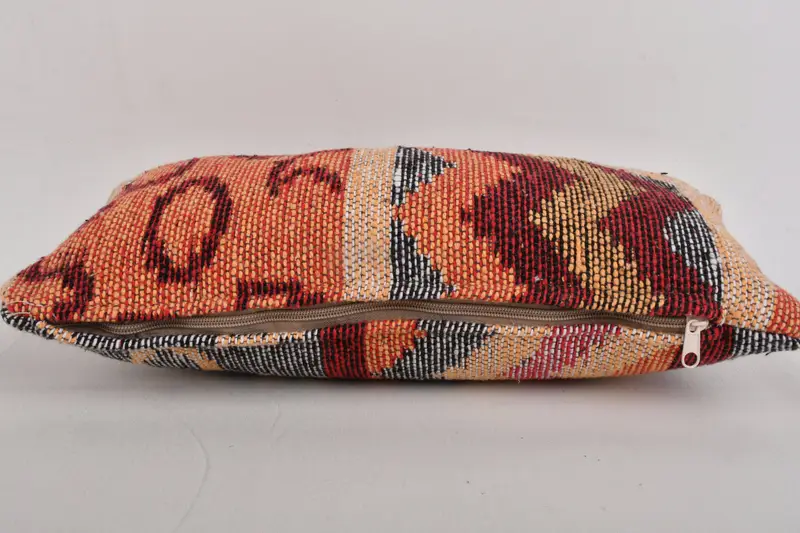 Boho Pillow, Handmade Pillow Sham, Vintage Kilim Throw Pillow, Pillow Case, Gift Pillow, Aztec Cushion Cover, 8x16 Orange Cushion Cover - 5