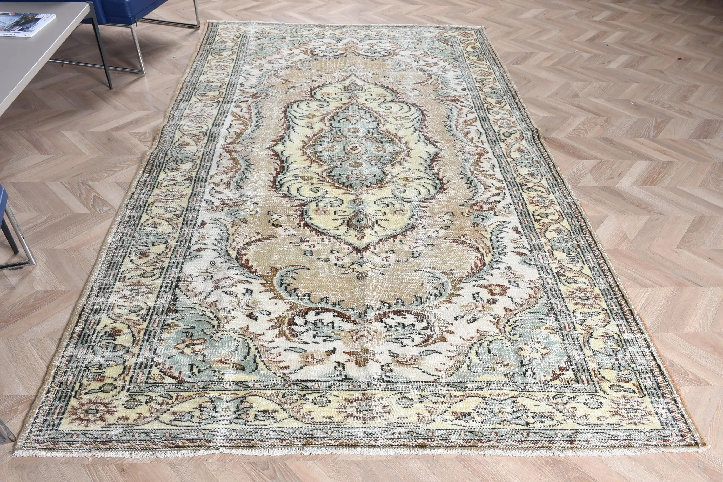 5.7x9.2 ft Halı, Türk Vintage Halısı, Kahverengi Halı - 1
