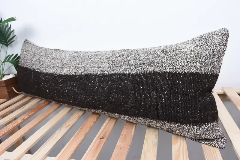 Handmade Rug Seat Pillow Case, 16x48 Brown Pillow Cover, Gift Pillow, Ethnical Kilim Rug Pillow, Antique Pillows, Bright Cushion, Cushion Case - 5