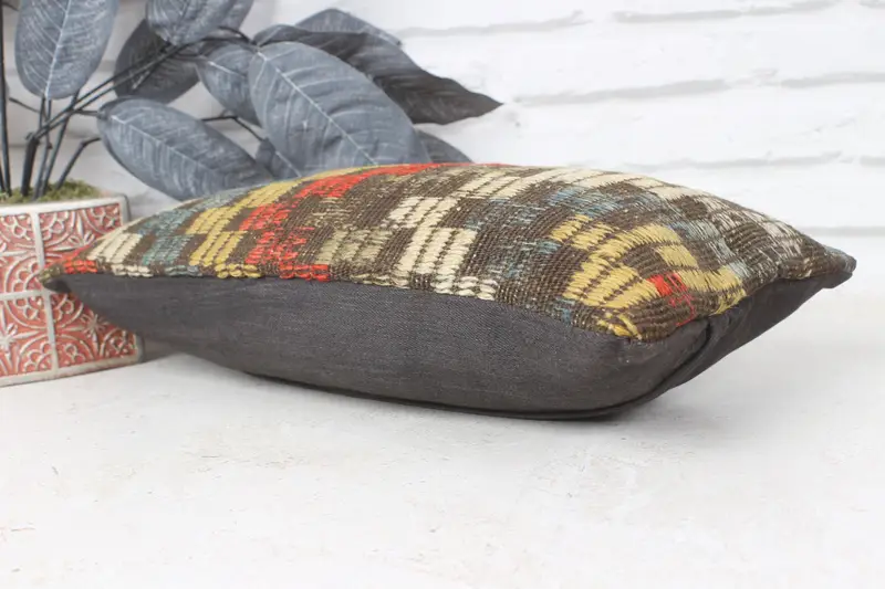 Turkish Pillow, Cushion, Decorative Pillow Case, Anatolian Pillow Case, 8x16 Red Cushion Case, Turkish Kilim Pillow, Interior Designer Pillow - 6