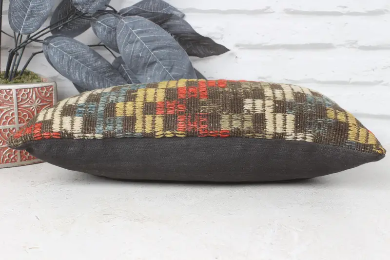 Turkish Pillow, Cushion, Decorative Pillow Case, Anatolian Pillow Case, 8x16 Red Cushion Case, Turkish Kilim Pillow, Interior Designer Pillow - 5