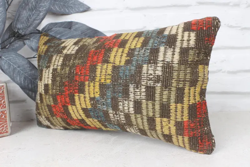 Turkish Pillow, Cushion, Decorative Pillow Case, Anatolian Pillow Case, 8x16 Red Cushion Case, Turkish Kilim Pillow, Interior Designer Pillow - 3