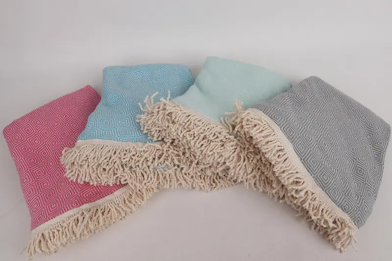 Turkish beach towel, Beach Size Towel, Bridesmaid Gift, Yoga Towel, Bridal Shower Gifts, 64x64 Cotton Round Diamond Towel, Bachelorette Party Gifts - 3