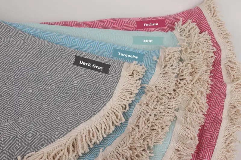 Turkish beach towel, Beach Size Towel, Bridesmaid Gift, Yoga Towel, Bridal Shower Gifts, 64x64 Cotton Round Diamond Towel, Bachelorette Party Gifts - 2