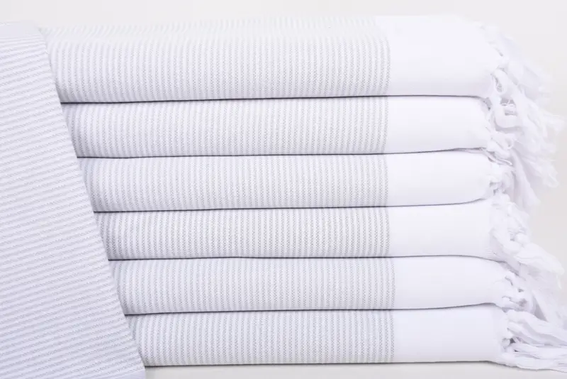 Bathroom Towel Light Gray Striped Hand Towel, Kitchen Towel, 40x18 Inches