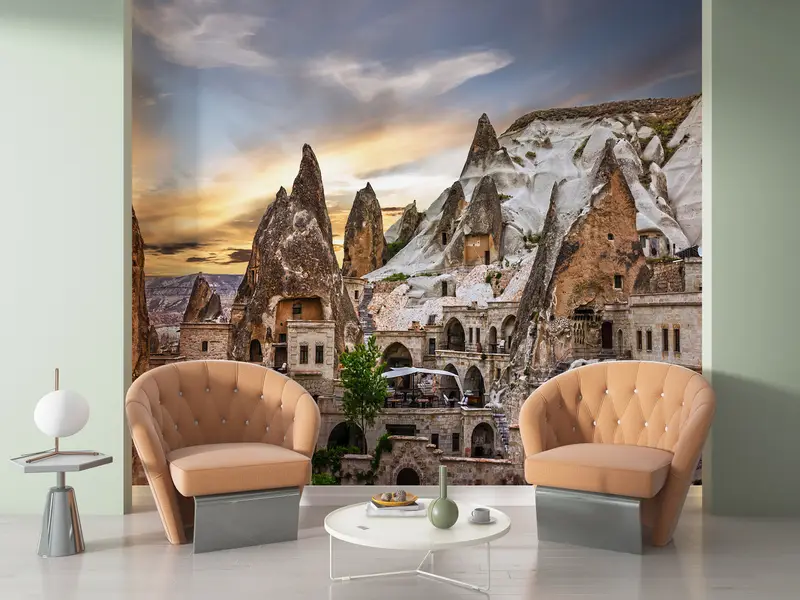 Elegant Goreme Sunset Printed Wallpaper: Turkish Cappadocian Charm